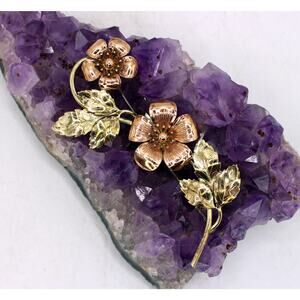 Vintage Krementz Diana Two-Tone Goldtone Floral Brooch